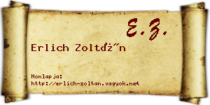 Erlich Zoltán névjegykártya
